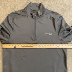 Saucony Pullover Mens XL Gray Quarter Zip Long Sleeve Running Athletic Top
